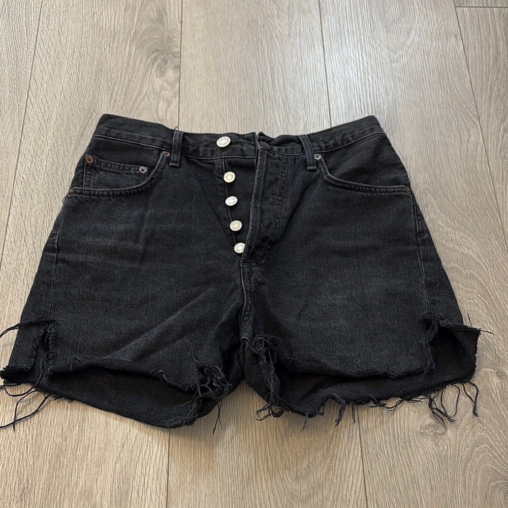 Agolde Black Jean Shorts High-Waisted Distressed